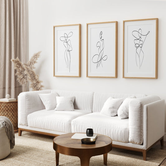 Woman Line Art Wall Art Set of 3, Minimalist One Line Prints