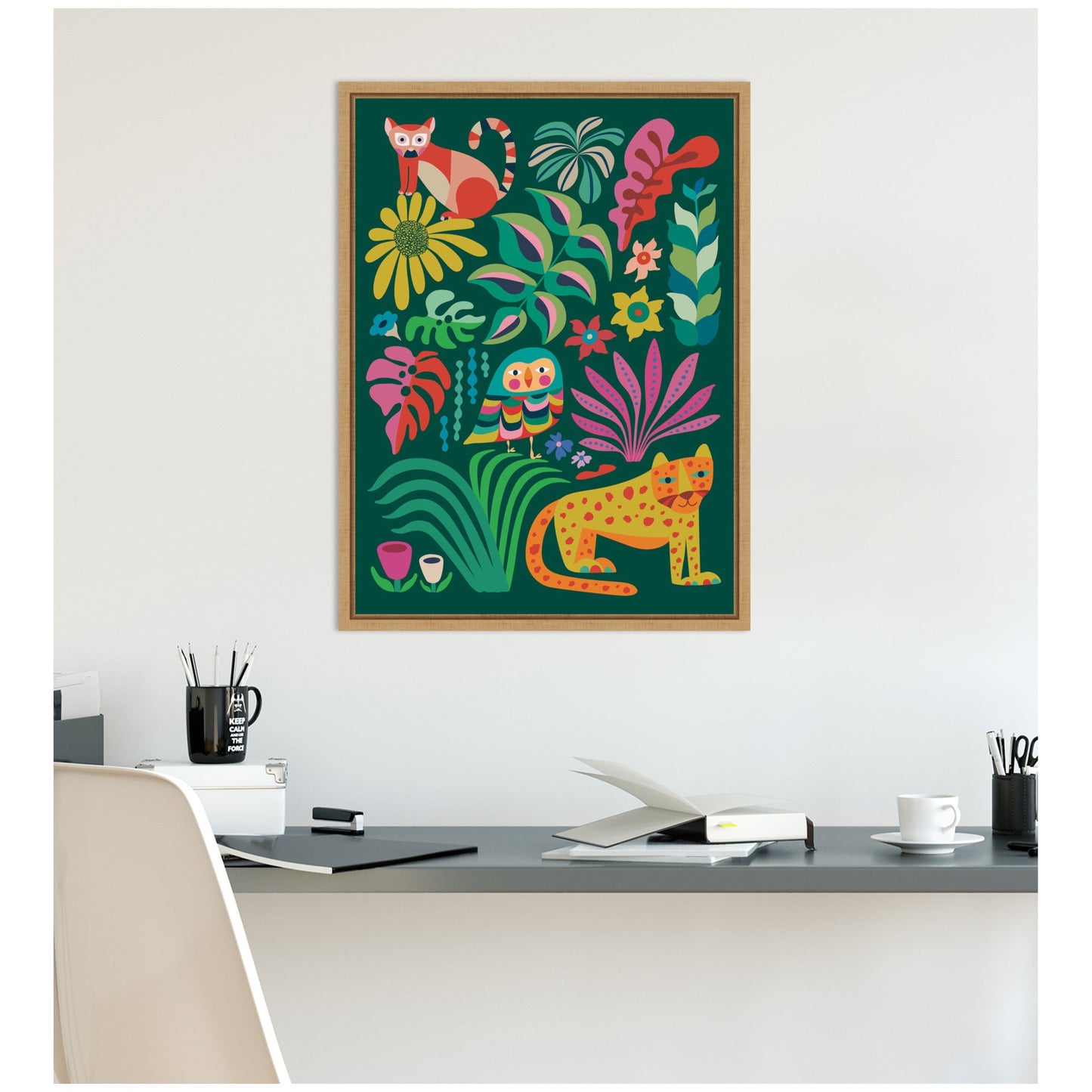 Jungle Animals Framed Canvas Wall Art, Safari Nursery Decor
