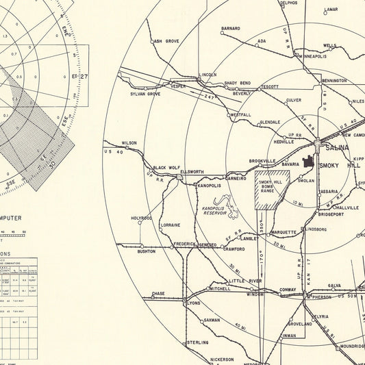 Vintage Map of Salina, Kansas, 1951