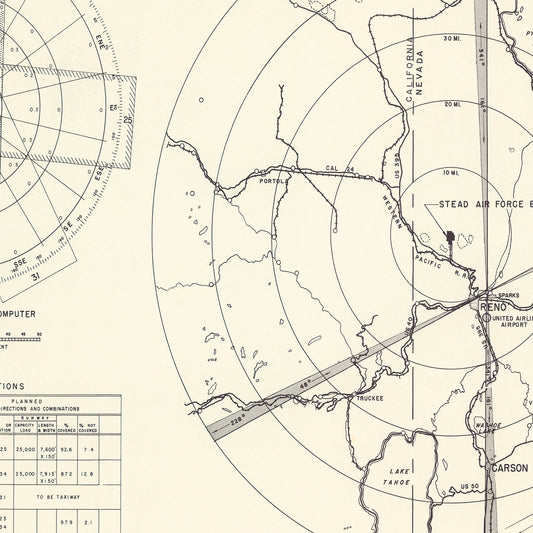 Vintage Map of Reno, Washoe County, Nevada, 1952