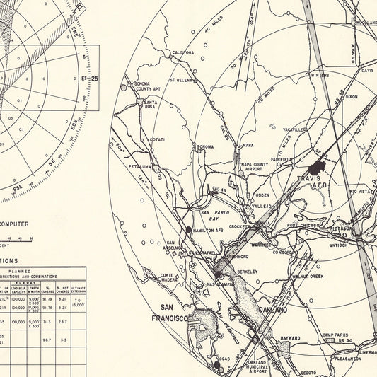 Vintage Map of Travis Air Force Base Vicinity, 1951