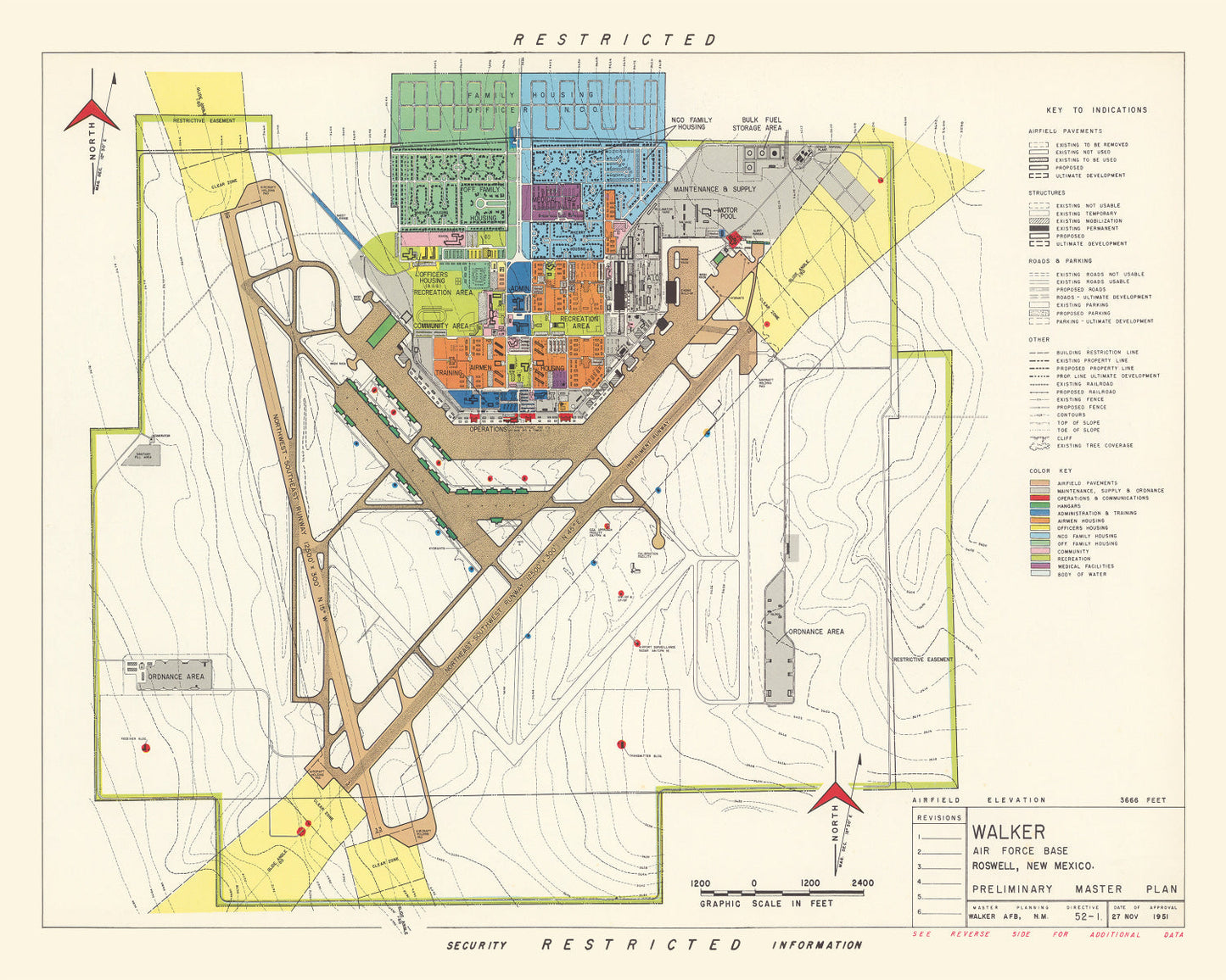 Vintage Map of Walker Air Force Base, New Mexico, 1951