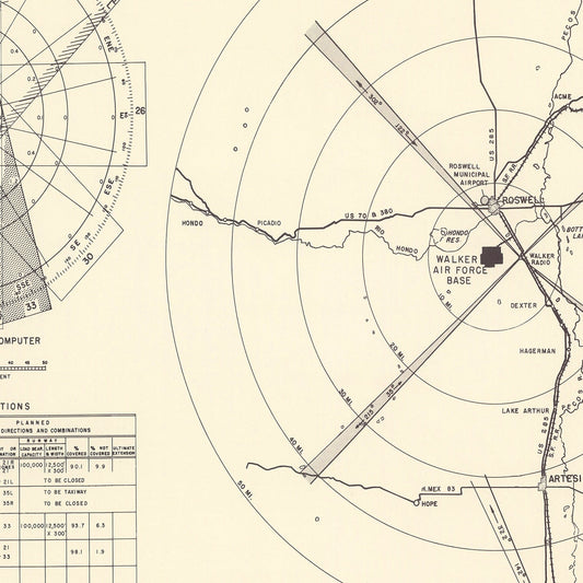 Vintage Map of Walker Air Force Base Vicinity, 1951