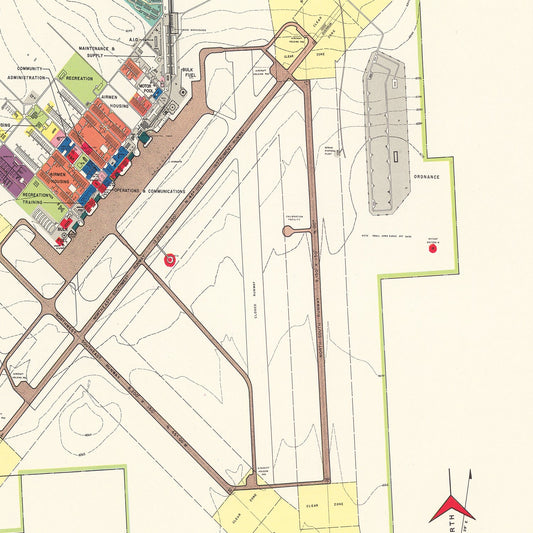 Vintage Map of Clovis Air Force Base, New Mexico, 1952