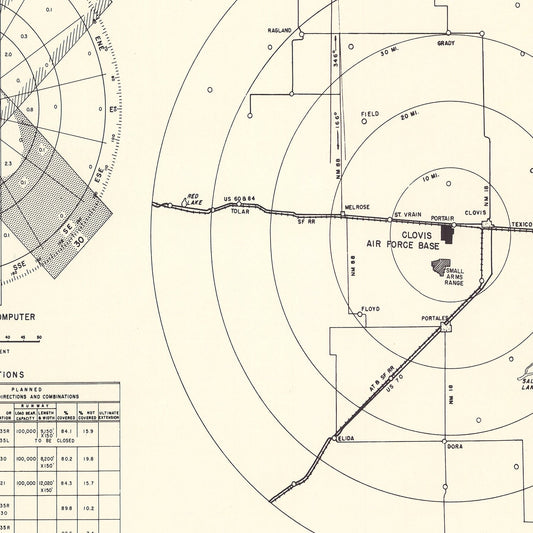 Vintage Map of Clovis Air Force Base Vicinity, New Mexico 1952