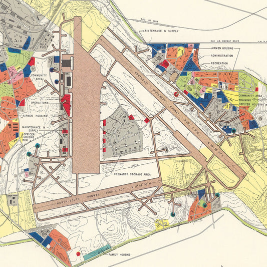 Vintage Map of Greenville, South Carolina, 1952