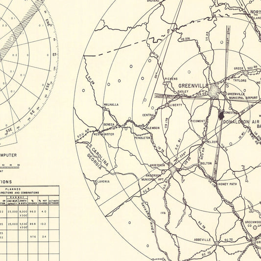Vintage Map of Donaldson Air Force Base Vicinity, South Carolina 1952