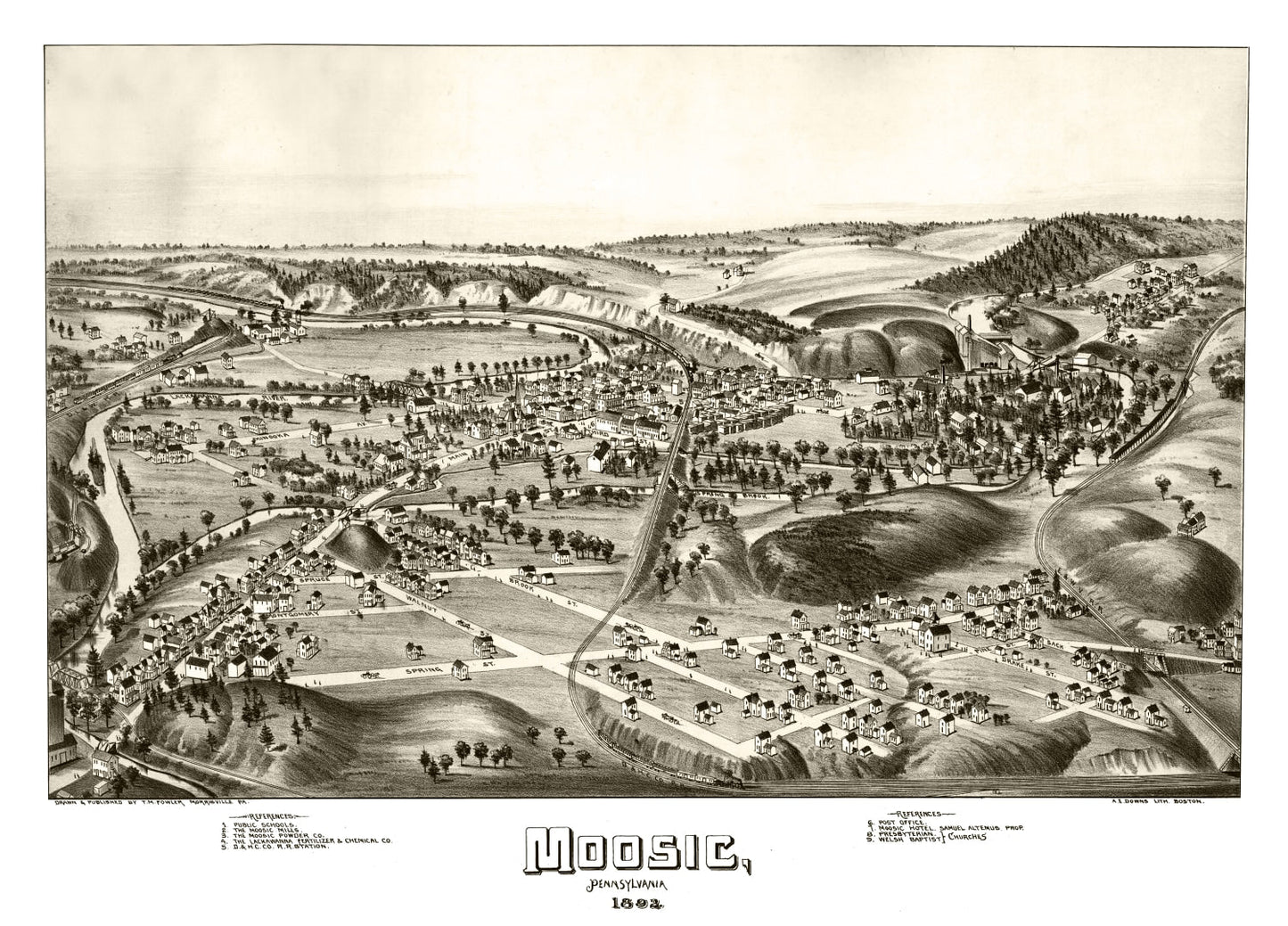 Vintage Map of Moosic, Pennsylvania, 1892