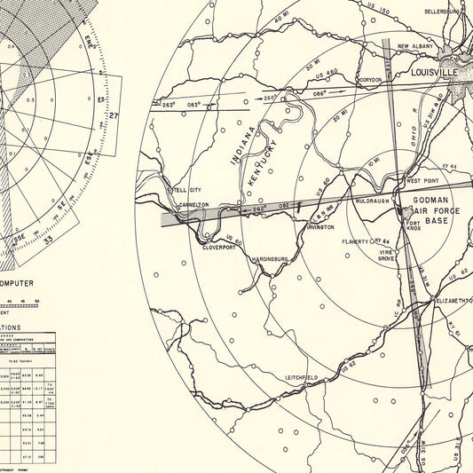 Vintage Map of Godman Air Force Base Vicinity, Kentucky, 1951