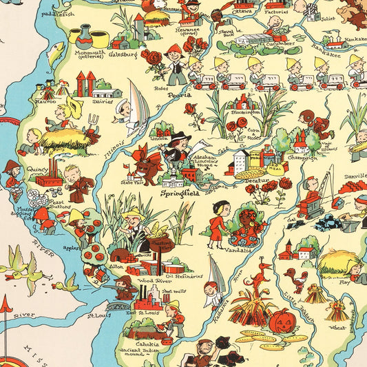 Vintage Map of Illinois, 1935