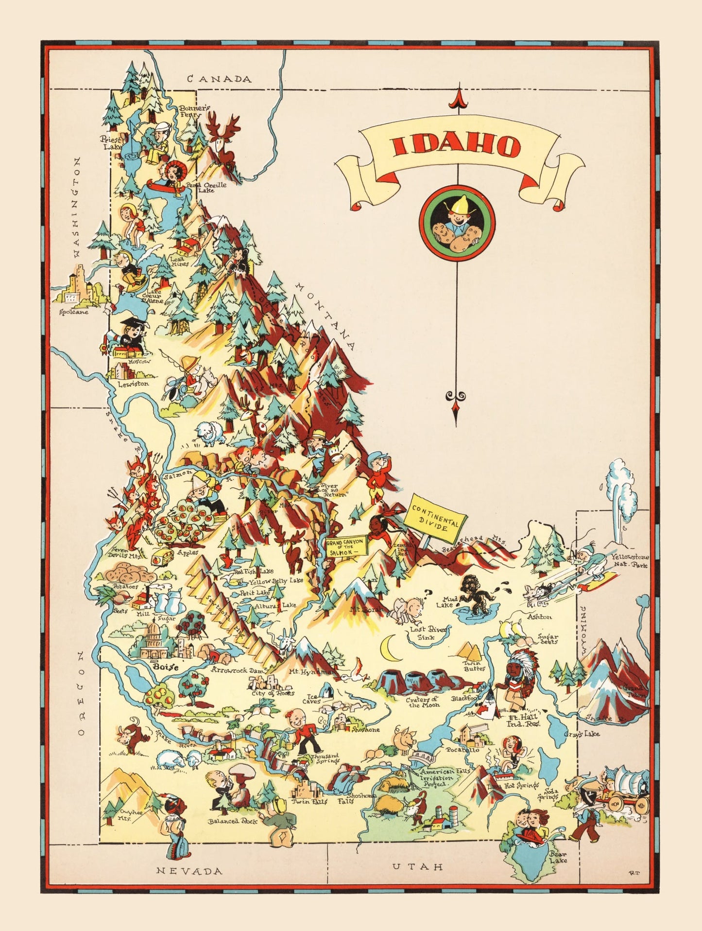 Vintage Map of Idaho, 1935