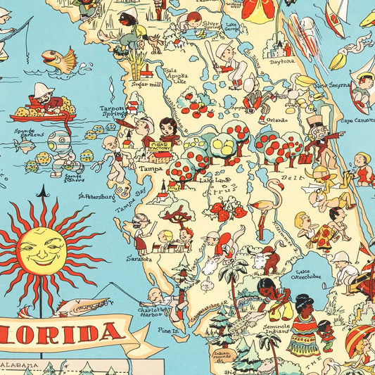 Vintage Map of Florida, 1935