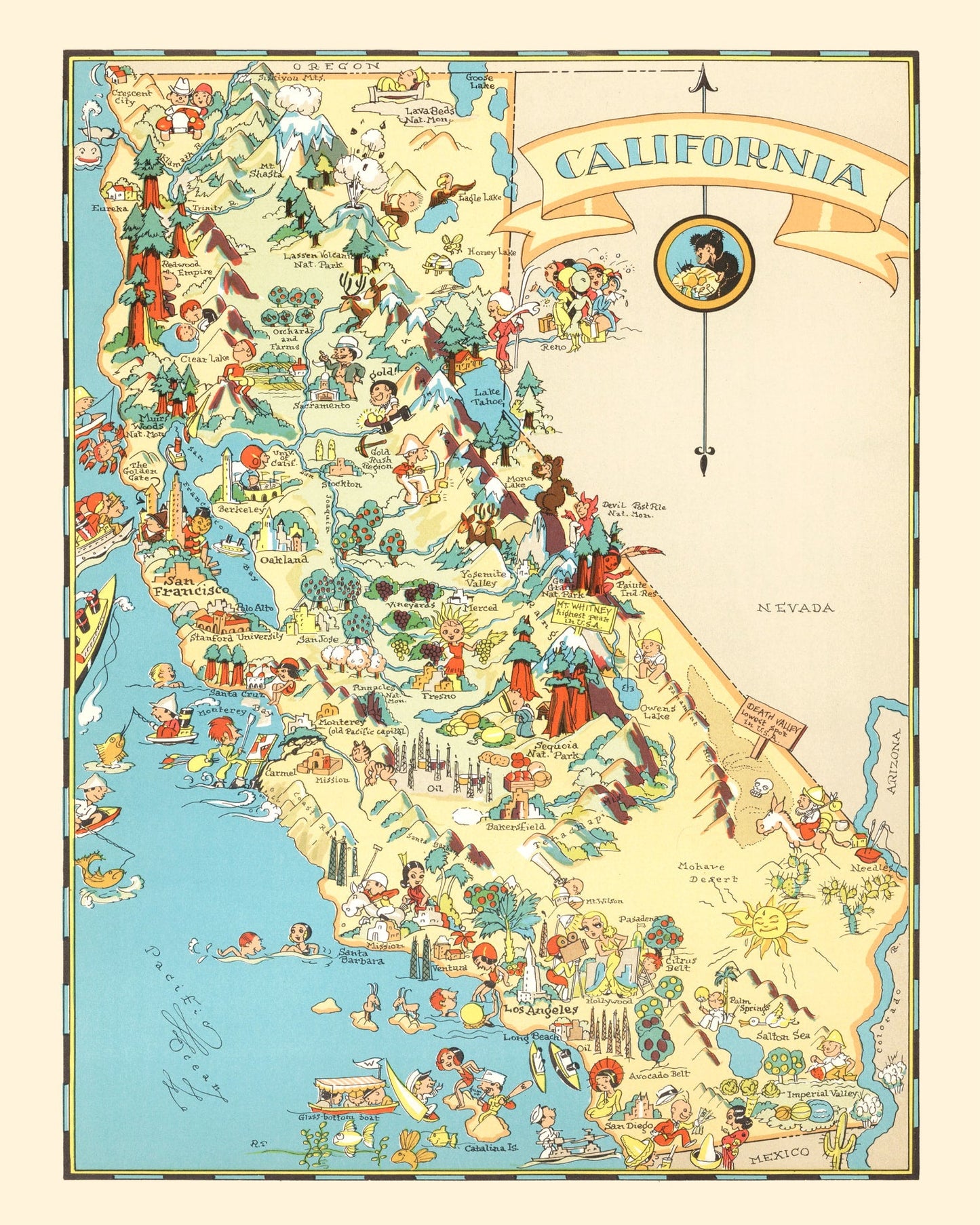 Vintage Map of California, 1935