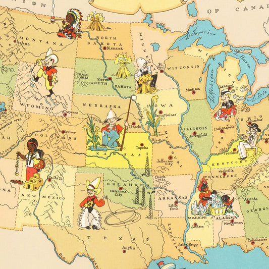Vintage Map of the United States, 1935