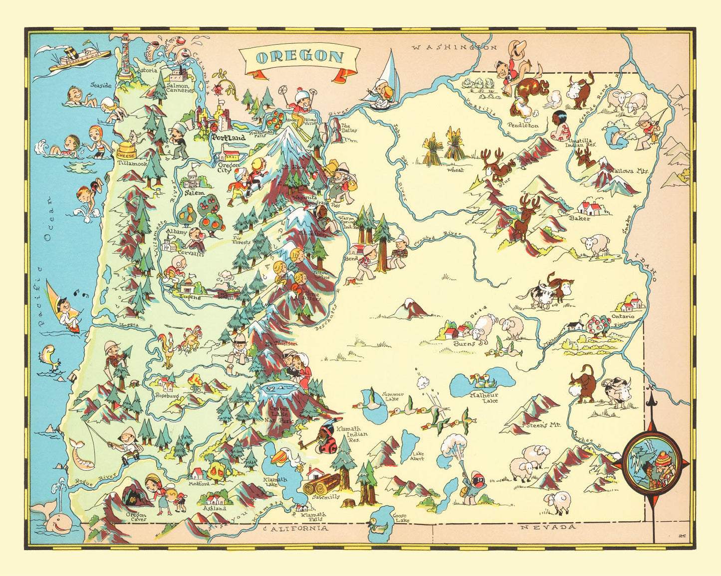 Vintage Map of Oregon, 1935