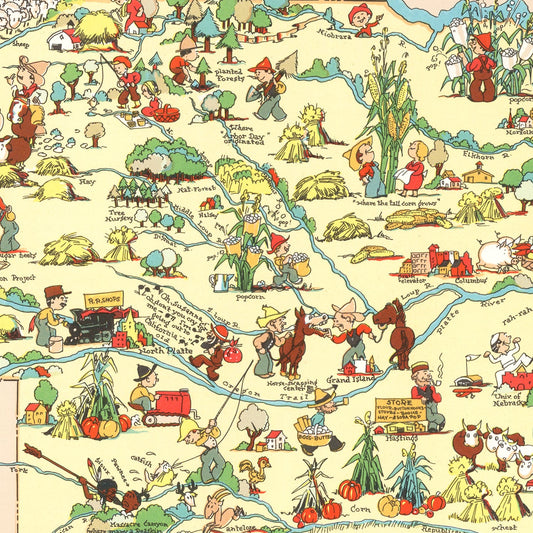 Vintage Map of Nebraska, 1935
