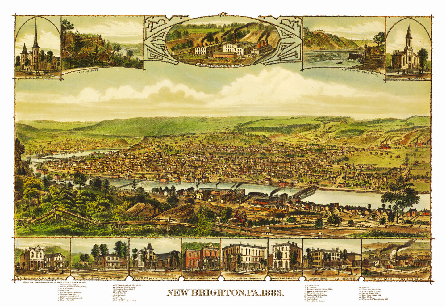 Vintage Map of New Brighton, Pennsylvania, 1883
