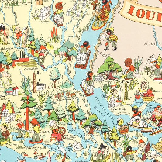 Vintage Map of Louisiana, 1935