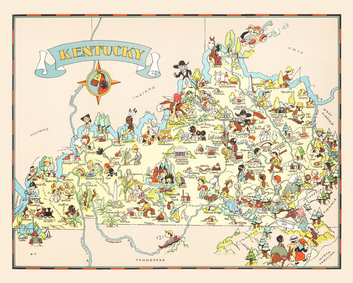 Vintage Map of Kentucky, 1935