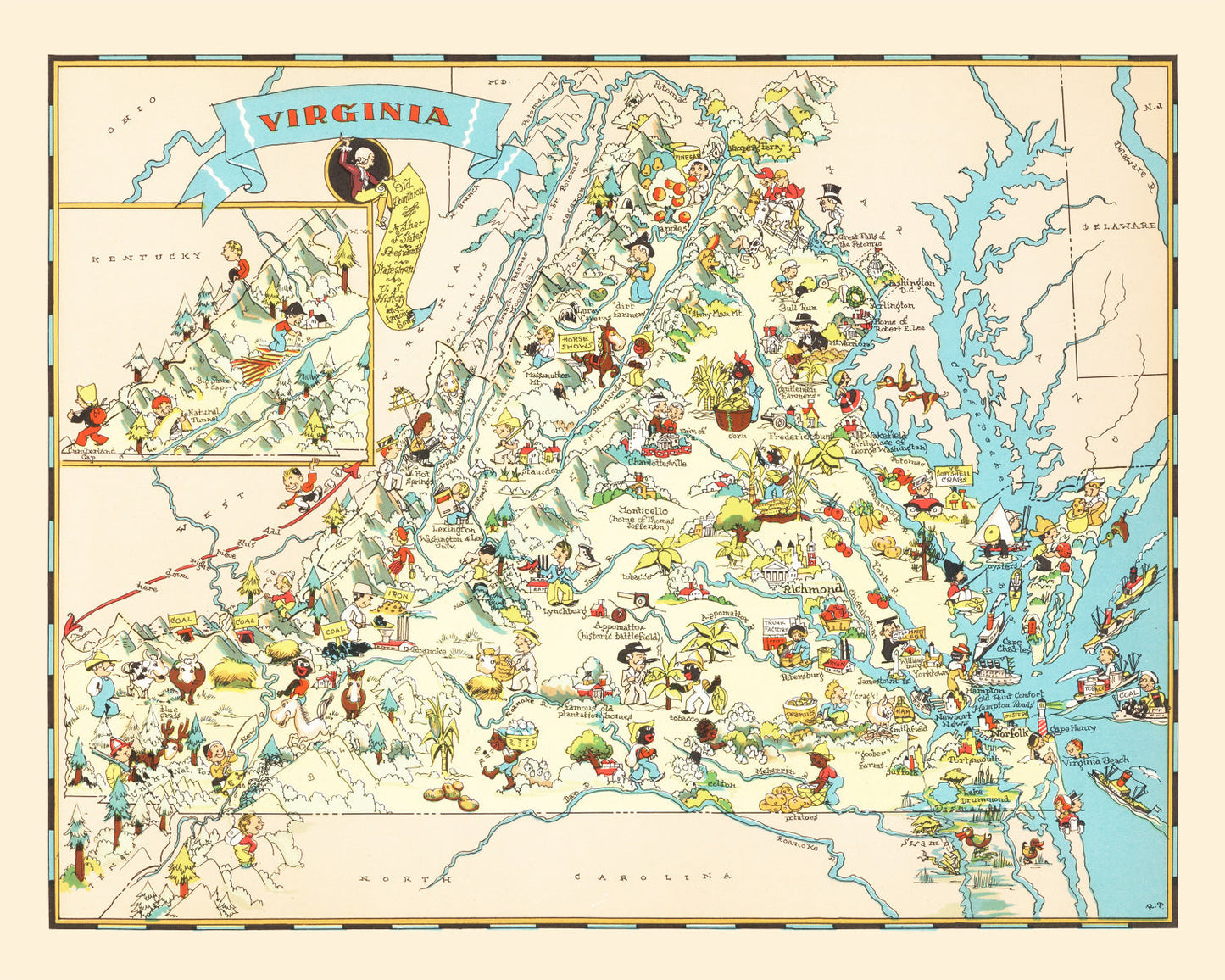 Vintage Map of Virginia, 1935