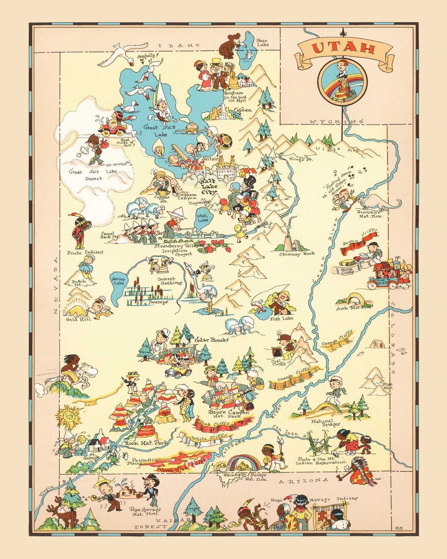 Vintage Map of Utah, 1935
