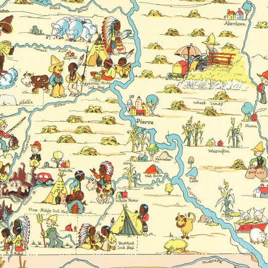 Vintage Map of South Dakota, 1935