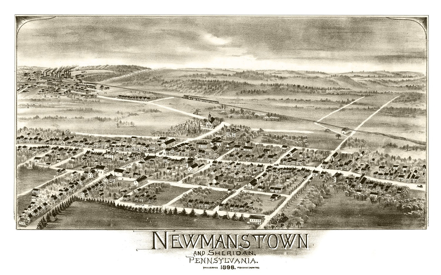 Vintage Map of Newmanstown and Sheridan, Pennsylvania, 1898