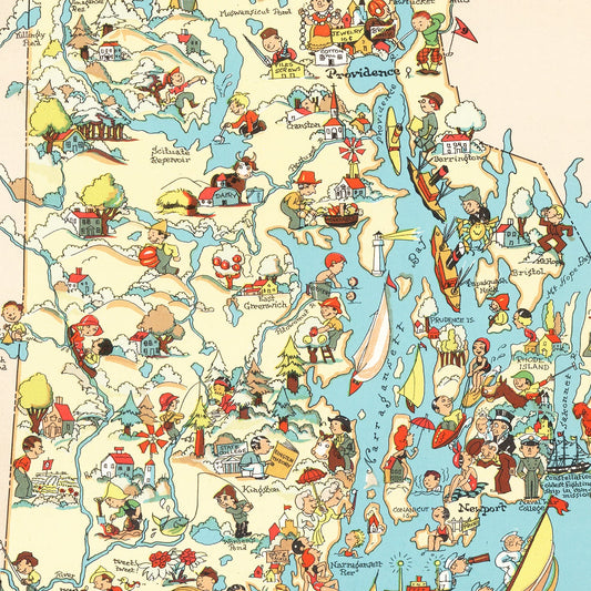 Vintage Map of Rhode Island, 1935