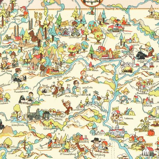 Vintage Map of Pennsylvania, 1935