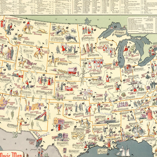 Vintage Map of the United States, 1945