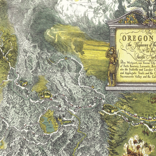 Vintage Map of the Oregon Trail, 1932