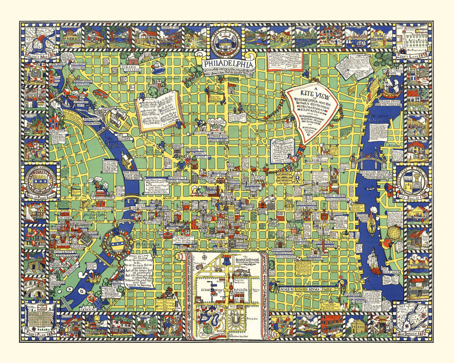 Vintage Map of Philadelphia, Pennsylvania, 1926