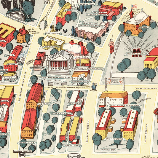 Vintage Map of Minneapolis & St. Paul, Minnesota, 1940