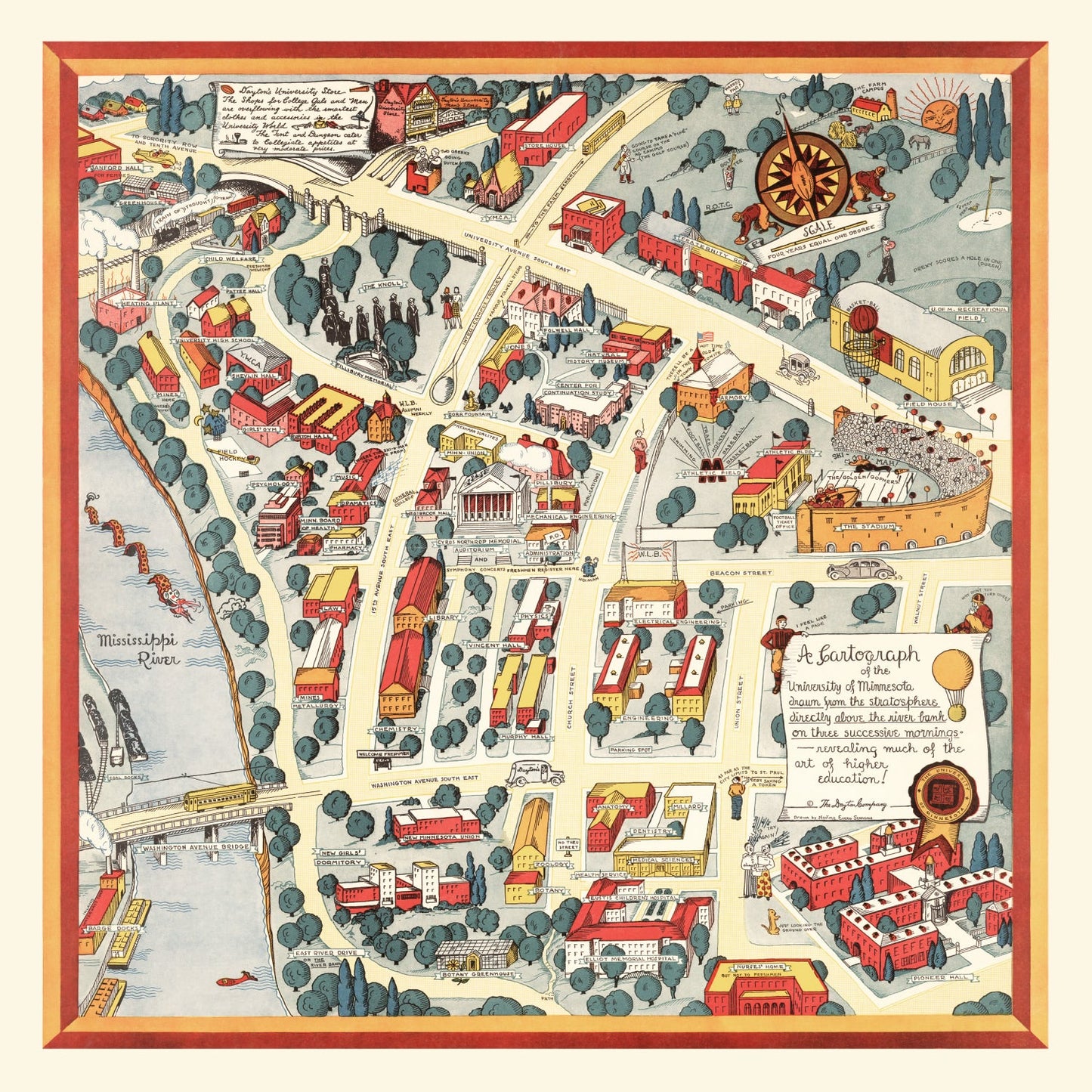 Vintage Map of Minneapolis & St. Paul, Minnesota, 1940