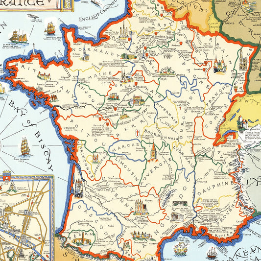 Vintage Map of France, 1929