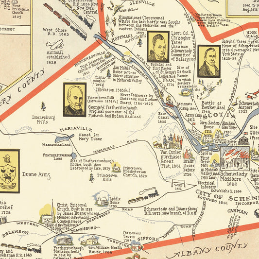 Vintage Map of Schenectady County, New York, 1931
