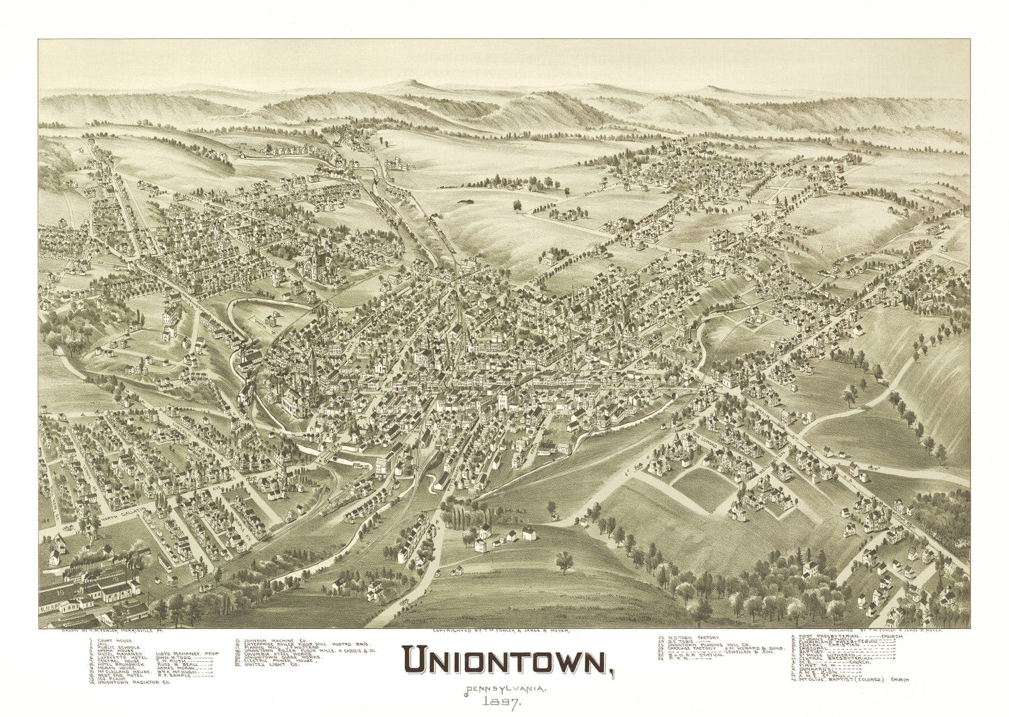 Vintage Map of Uniontown, Pennsylvania, 1897