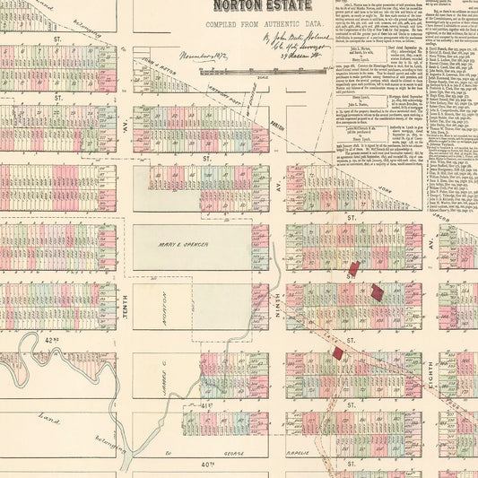 Vintage Map of Hell's Kitchen, Manhattan, New York, 1872