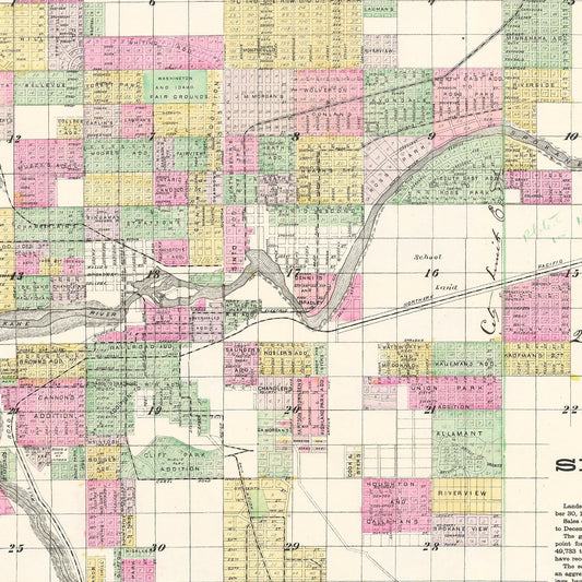 Vintage Map of Spokane Falls, Washington, 1890 II