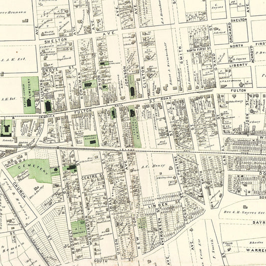 Vintage Map of Jamaica, Queens County, New York, 1873