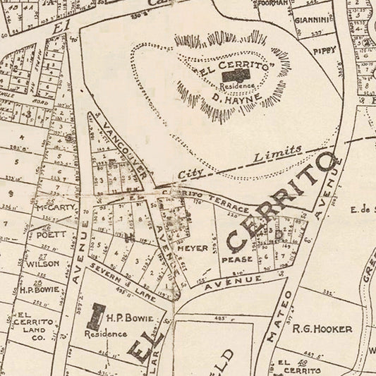 Vintage Map of San Mateo, California, 1912