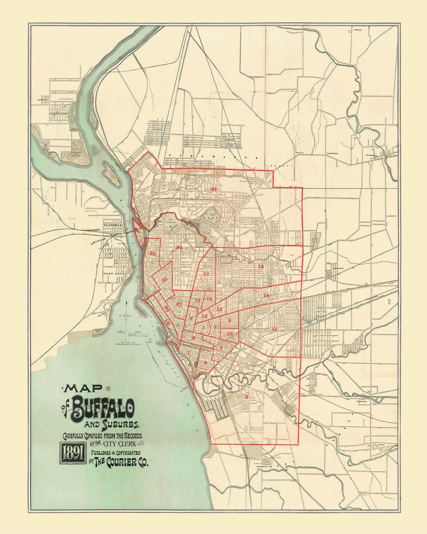 Vintage Map of Buffalo, New York 1891