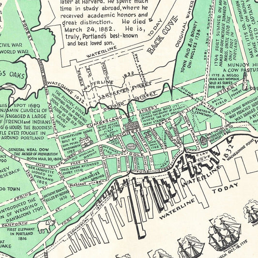 Vintage Map of Portland, Maine, 1932