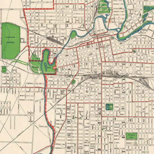 Vintage Map of Fort Wayne, Indiana, 1919