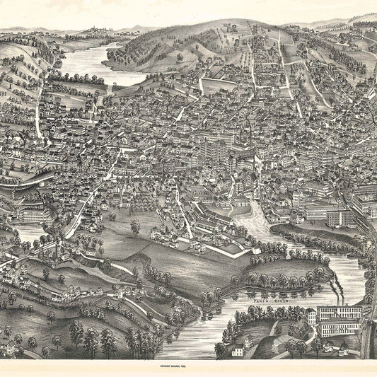 Vintage Map of Amesbury, Massachusetts, 1890