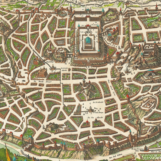 Vintage Map of Jerusalem, Israel, 1645
