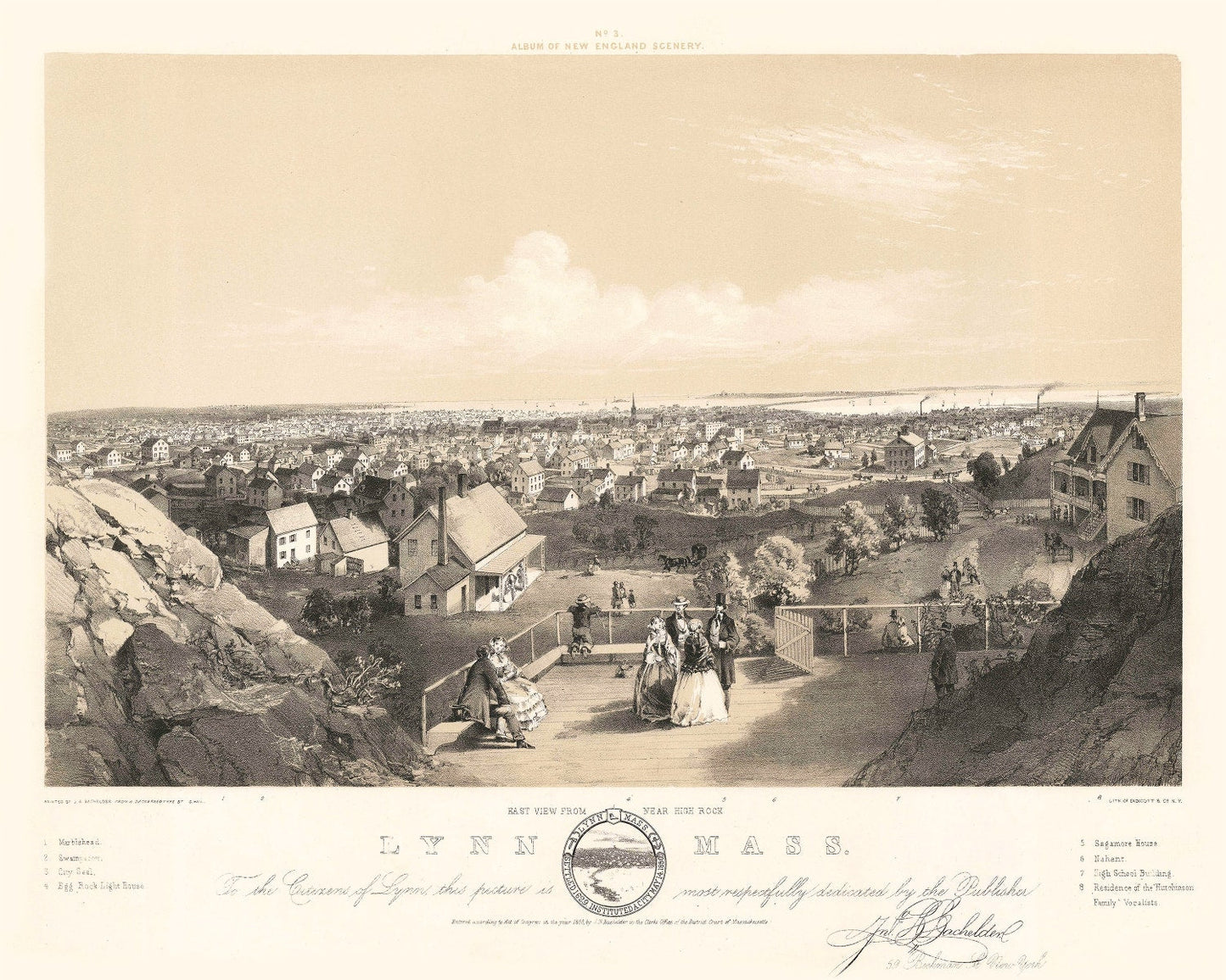 Vintage Map of Lynn, Massachusetts, 1856