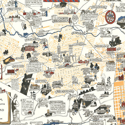 Vintage Map of Birmingham, Alabama, 1938
