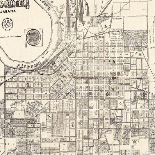 Vintage Map of Montgomery, Alabama, 1899