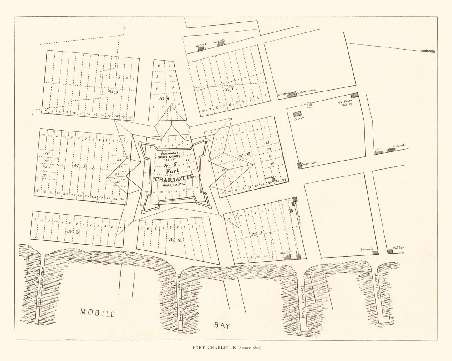 Vintage Map of Fort Charlotte, Alabama, 1880